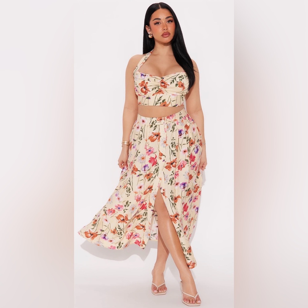 Floral Print Maxi Skirt Set